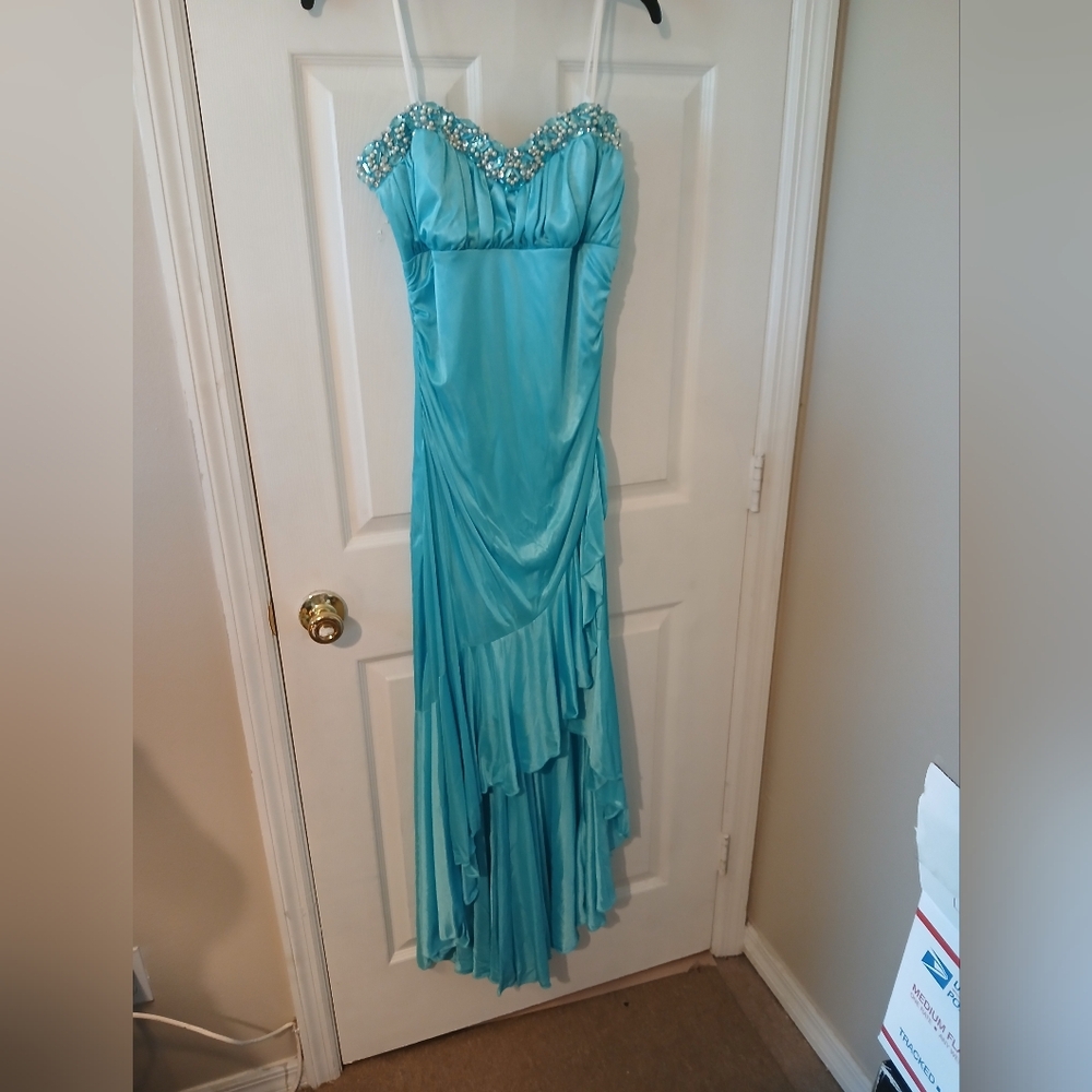 NWOT Gorgeous Blue Satin Dress